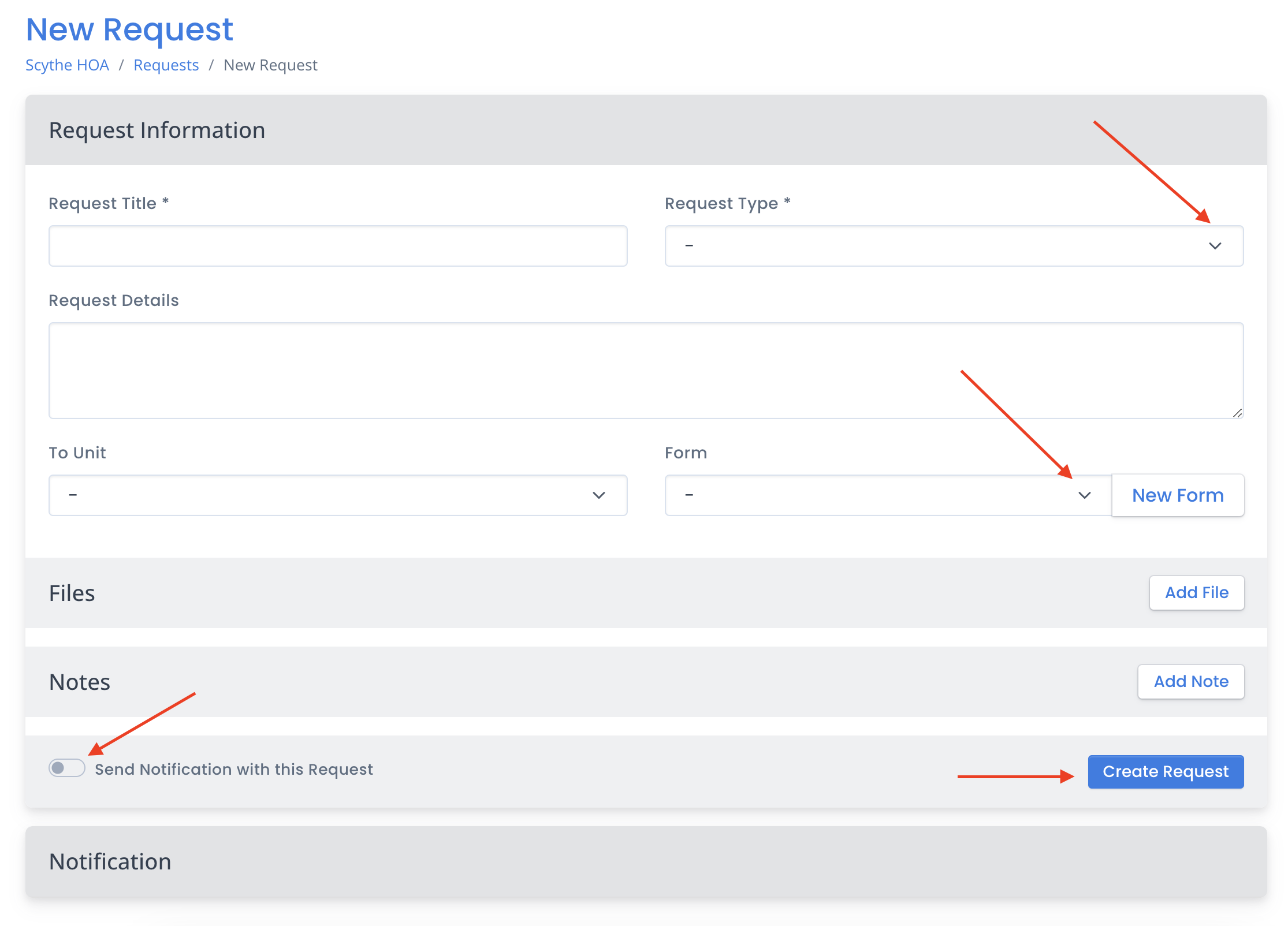 How a manager or admin of an HOA can create a request | Help Center