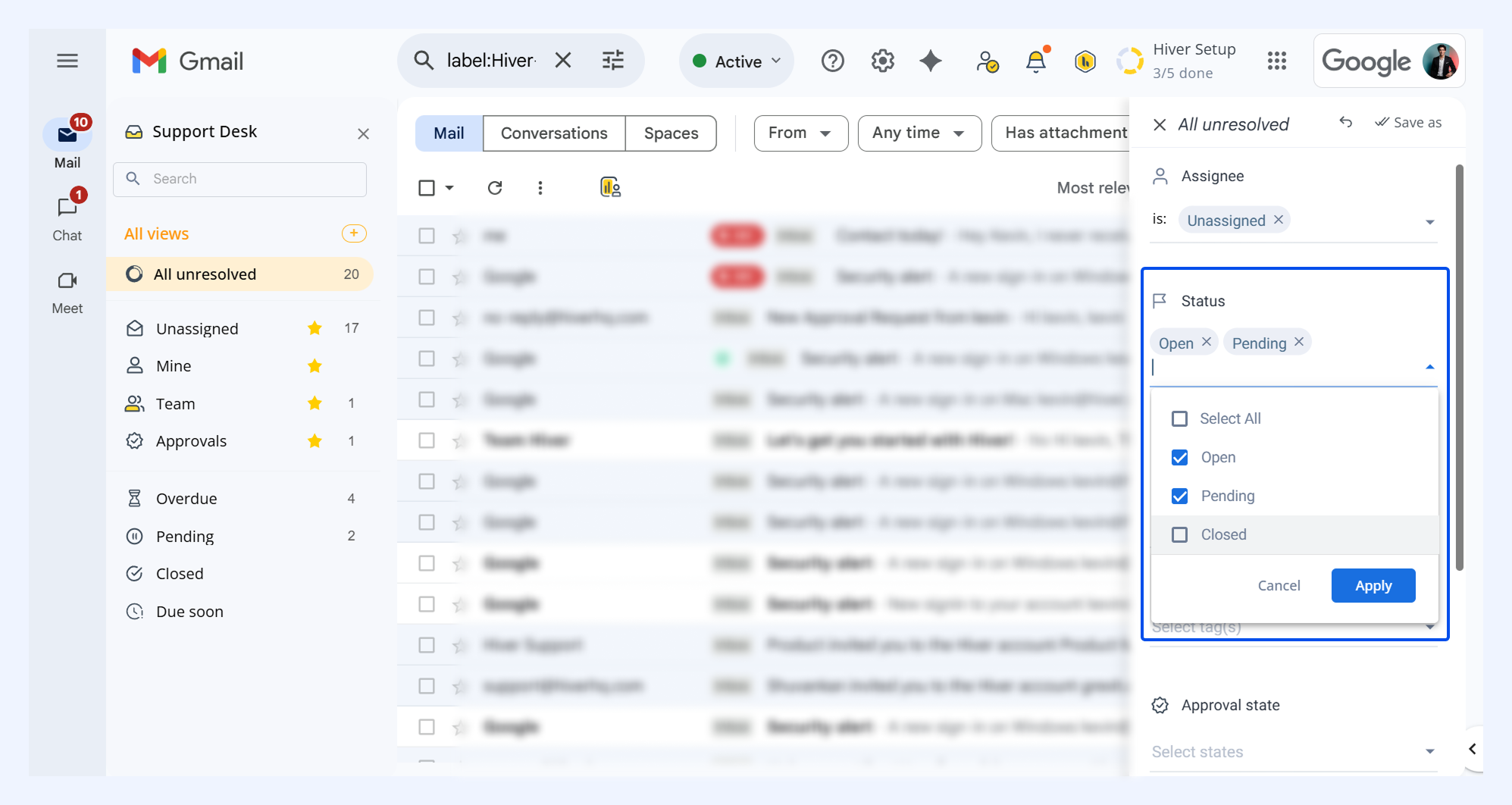 Viewing Email Image Search, filter, and create email views