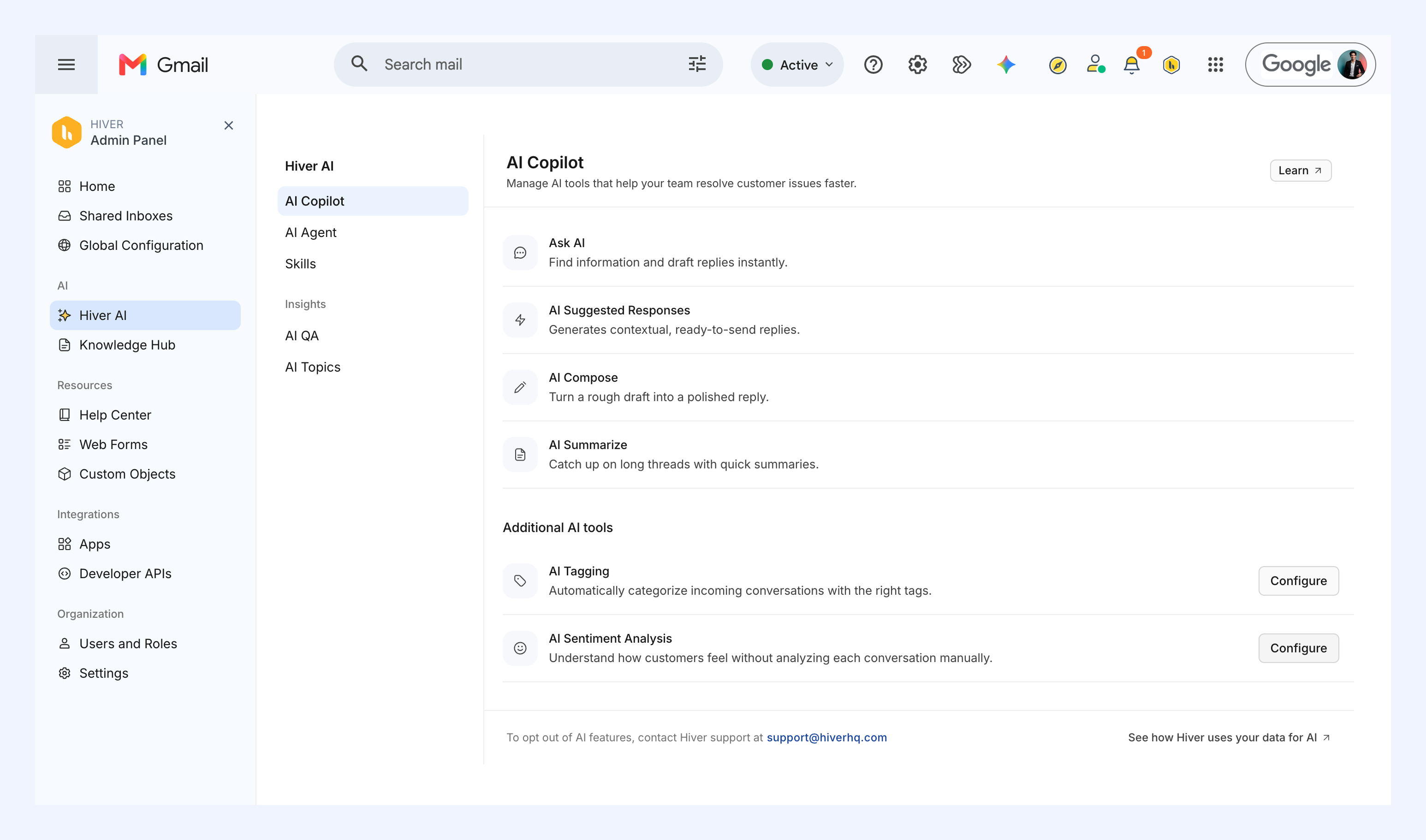Find and manage Hiver AI features more easily
